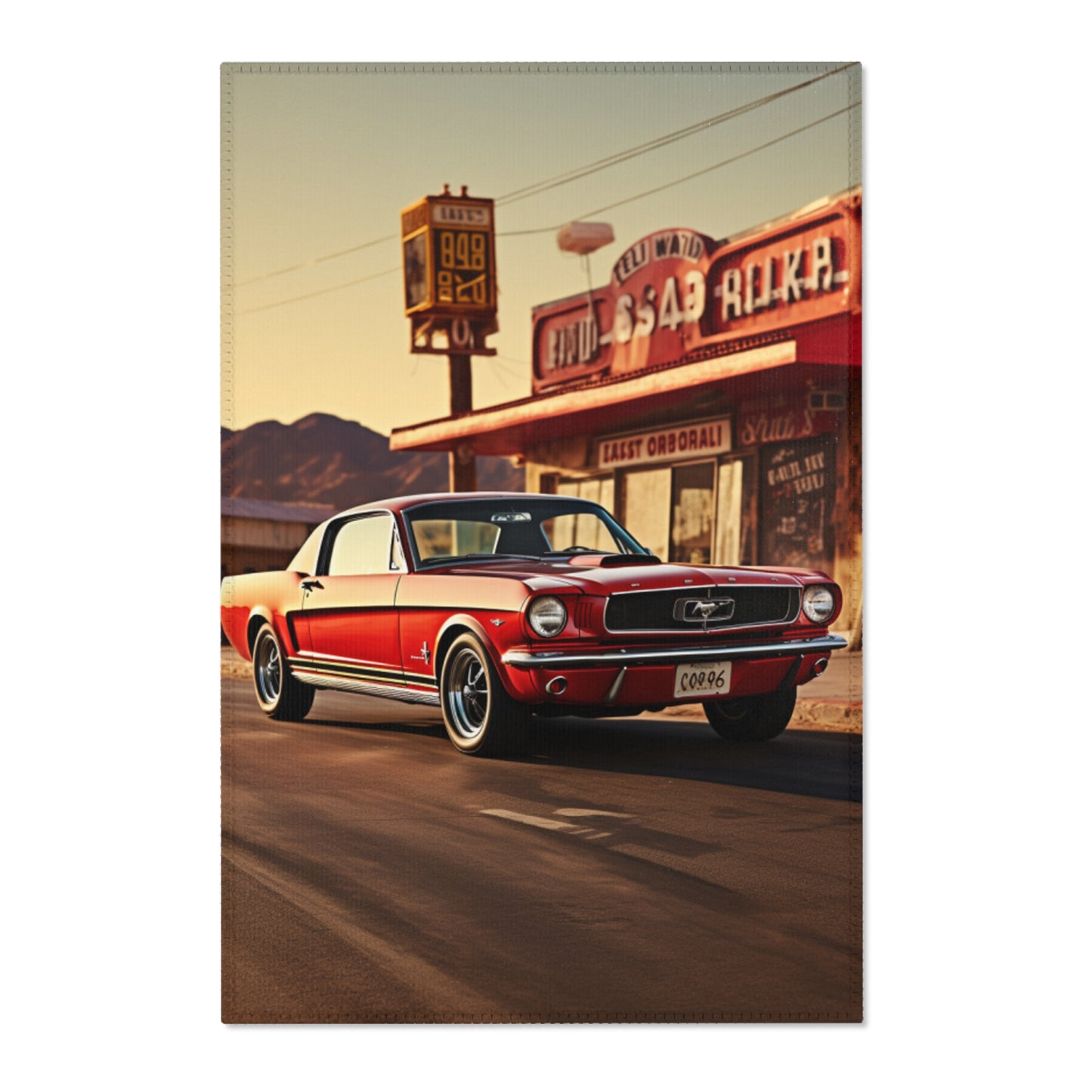 Ford Mustang At Gas Station Hochformat