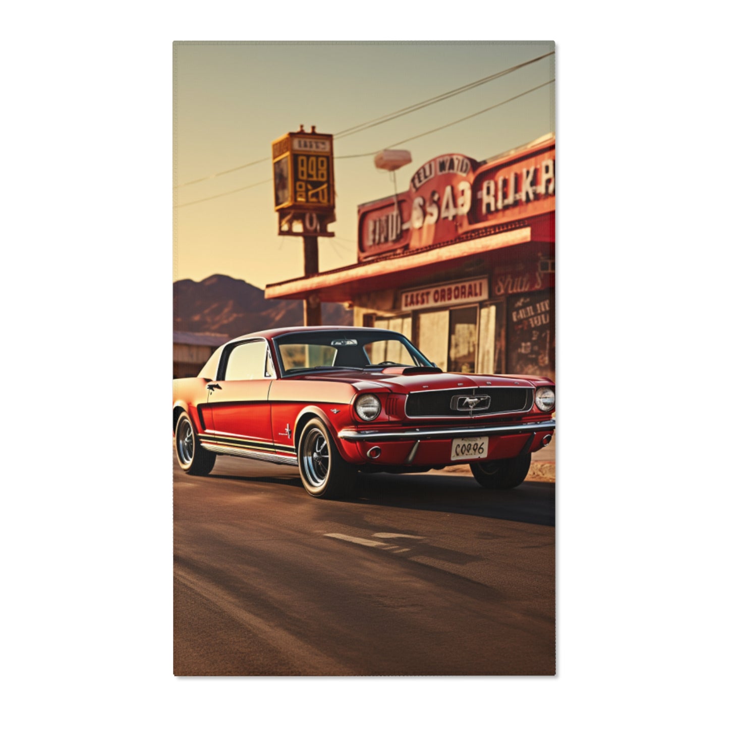 Ford Mustang At Gas Station Hochformat