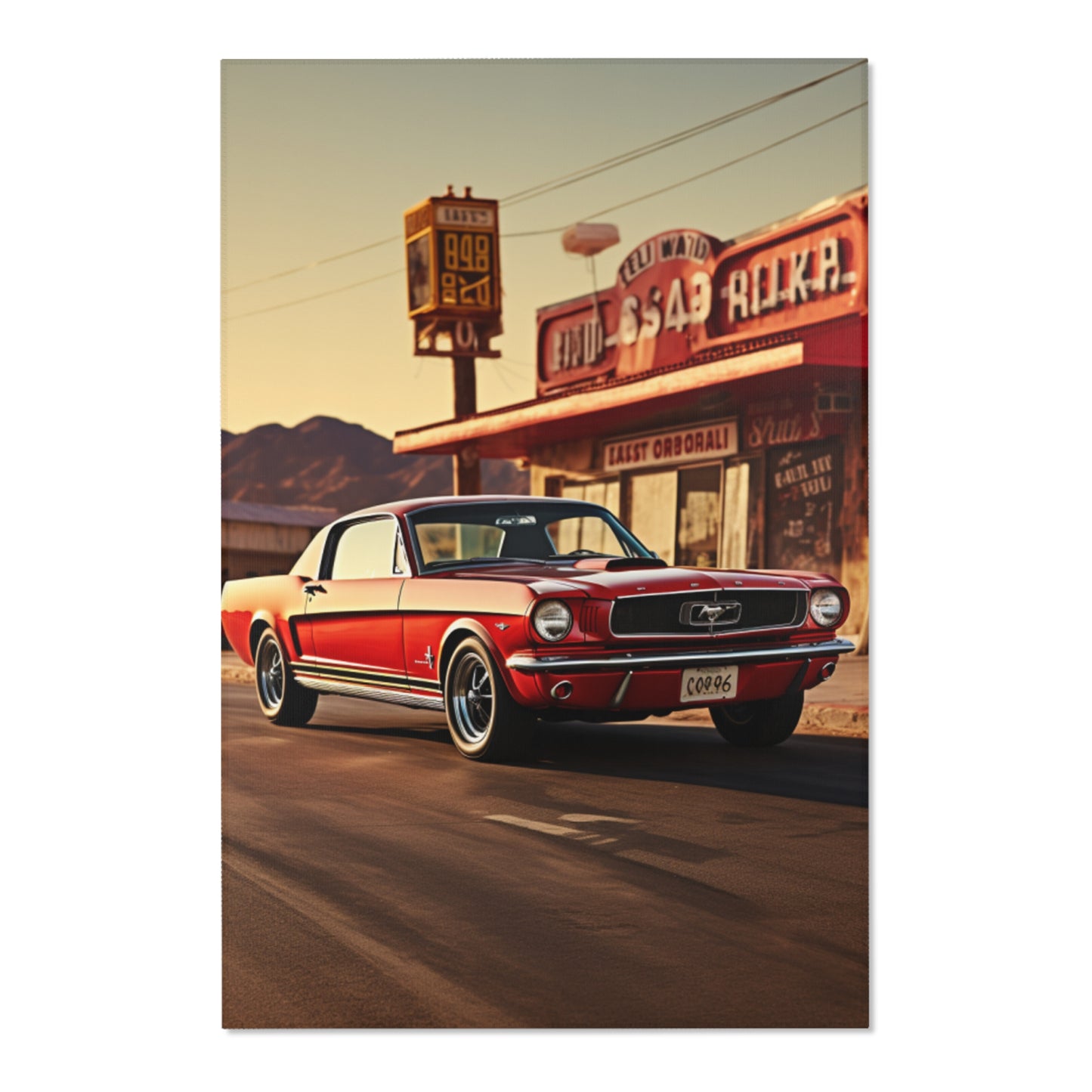 Ford Mustang At Gas Station Hochformat