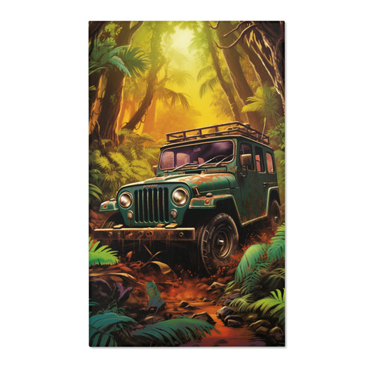 Green Jeep In Jungle Hochformat